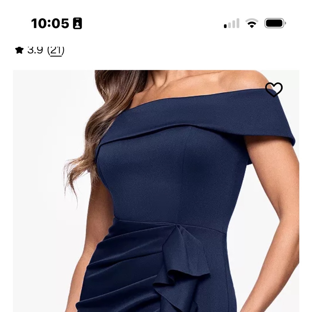 Xscape Blue Asymmetrical Sheath Dress with Cowl Neck - Picture 3 of 3